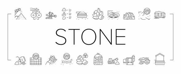 Wall Mural - Crushed Stone Mining Collection Icons Set Vector .