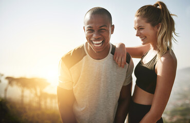 Aufkleber - Shes my greatest fitness motivator. Shot of a fit young couple working out together outdoors.
