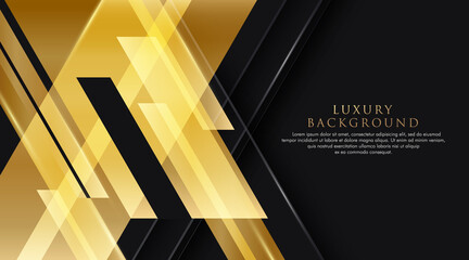 Abstract luxury black background with shining golden square shapes design. Modern simple gold gradient geometric pattern element. Luxury and elegant style concept. Overlap square geometric vector