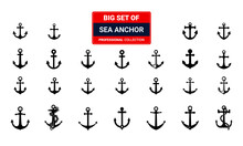  Set Of Sea Anchor Symbol Set Isolated On White Background Vector Illustration 01. 