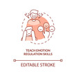 Teaching emotion regulation skills terracotta concept icon. Resist impulsive behavior abstract idea thin line illustration. Isolated outline drawing. Editable stroke. Arial, Myriad Pro-Bold fonts used