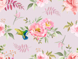 Fototapeta Młodzieżowe - Soft pink flower seamless pattern