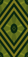 Seamless Diamond Pattern Gold On Green Art Deco Background Vector