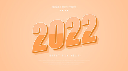 Wall Mural - 2022 happy new year vector background with text effect. Modern simple font creative design with shadow decoration. Minimal style editable text effect. Suit for poster, card, cover, postcard, banner