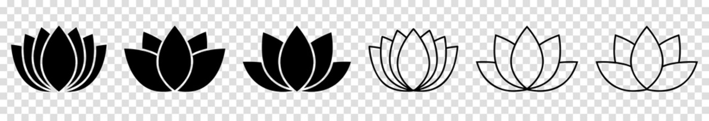 Wall Mural - Lotus flower icons. Vector illustration isolated on transparent background