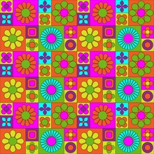 Mod Colorful Geometric Vector Pattern With Flowers