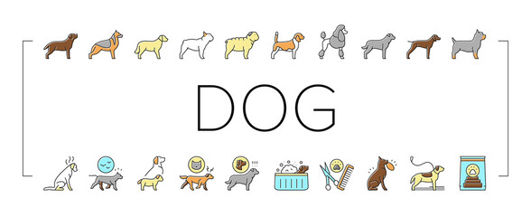 Poster - Dog Domestic Animal Collection Icons Set Vector .