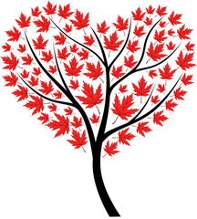 Wall Mural - Silhouette of the heart of the maple tree
