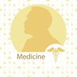 Stylized Nobel medal. Silhouette of Nobel in a flat style. Seamless pattern with elements on a theme medicine. Vector illustration