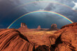 Monument Valley Arizona double rainbow and desert landscape