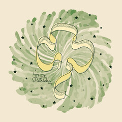 Wall Mural - Clover shaped ribbon Happy St Patricks day Vector