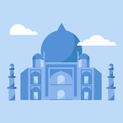 Wall Mural - Mousque icon vector. Ramadan day. Moslem mosque with blue flat color