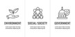 Environment or Environmental and Social Government and Governance Icon Set for ESG