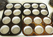 Vintage Muffin Or Cupcake Tins Or Pans Lined And Ready For Batter