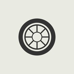 Wall Mural - Car wheel vector icon illustration sign