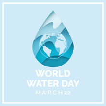 World Water Day Image Drop Of Water Earth Globe Silhouette Vector