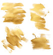 Gold painting strokes on white background