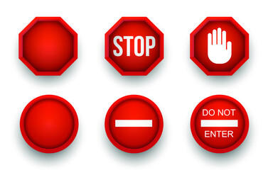 Wall Mural - Illustration set of prohibiting signs. Stop And Do Not Enter Sign Icon. Warning And Attention Vector Design 