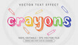 Colorful crayons editable text effect template