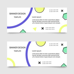 Set of minimal Memphis design cool geometric banner vector.