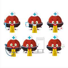 Canvas Print - Doctor profession emoticon with red vampire hat cartoon character