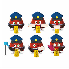 Wall Mural - A picture of cheerful red vampire hat postman cartoon design concept