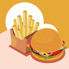 Sticker - burger and french fries