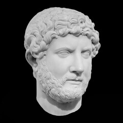 Wall Mural - Ancient marble sculpture of the roman emperor Hadrian isolated on black with clipping path