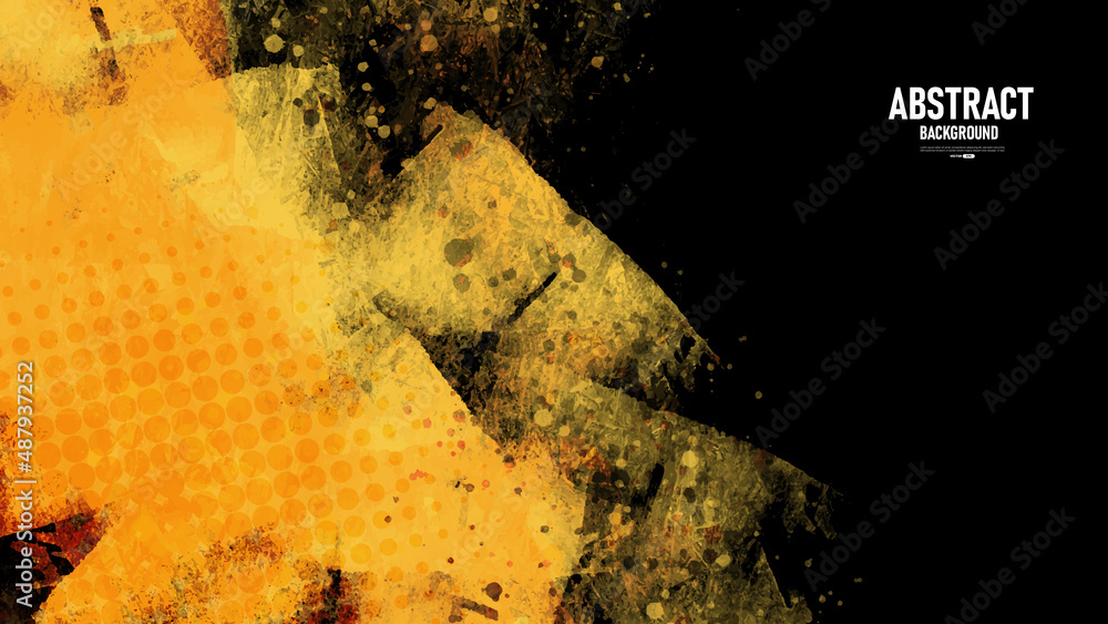 Black and Yellow abstract background with grunge texture. Vector ...