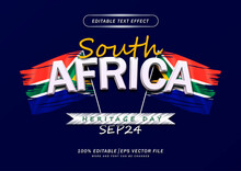 South Africa Text Template Design. Happy Heritage Day Text Style Effect Poster Design. Editable Font Mockup Style Effect 