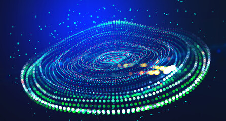Aufkleber - Internet open data. Big data concept. Digital neural network. Artificial intelligence analytics. Cyberspace of future. Data array 3D illustration, information swirls