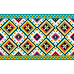 Wall Mural - Colorful Geometric ethnic oriental pattern traditional Design for background,carpet,wallpaper,clothing,wrapping,Batik,fabric, illustration embroidery style