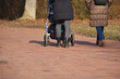 © Jan - 2 women with strollers. People with warm clothes. Rear view.