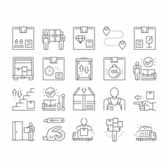 Wall Mural - Mover Express Service Collection Icons Set Vector .