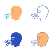 Deep breath icon set in flat and line style