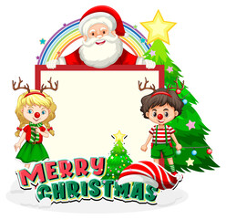 Wall Mural - Empty banner in Christmas theme with children