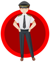 Sticker - Pilot standing on red background