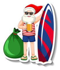 Wall Mural - Santa Claus drinking beer in summer theme