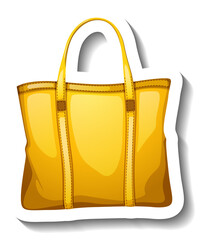 Wall Mural - Yellow hand bag sticker on white background