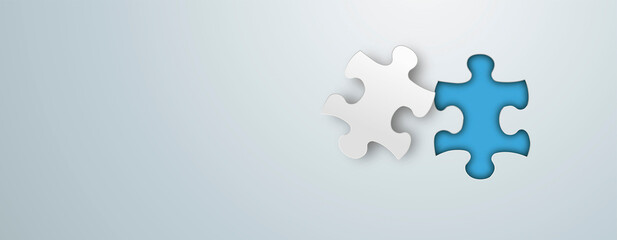 Wall Mural - Paper Puzzle Hole Gray Header