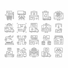 Wall Mural - Logistics Business Collection Icons Set Vector Illustration .