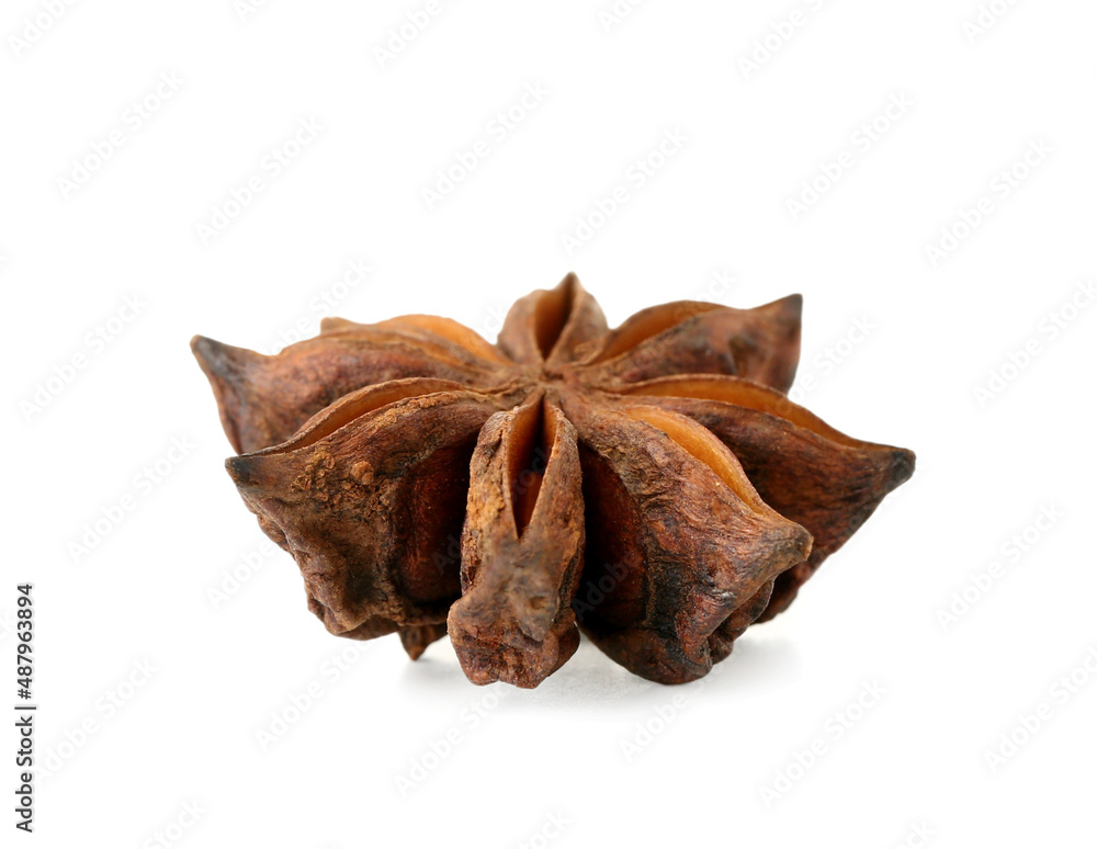Aromatic anise star on white background