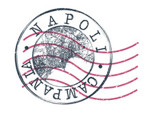 Naples, Metropolitan City Of Naples, Italy Stamp Map Postal. Silhouette Seal Roads And Streets. Passport Round Design. Vector Icon. Design Retro Travel National Symbol.