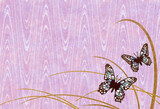Fototapeta Łazienka - 波の文様のある紫がかったピンクのグランジ地に２羽の蝶