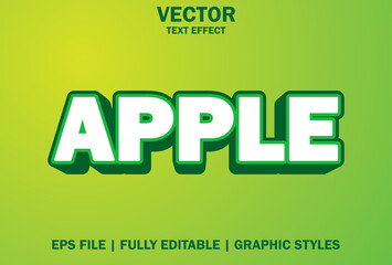 Wall Mural - green color apple text effect editable.