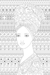 Wall Mural - portrait of fashion african woman with ethnic turban on her head