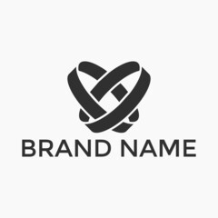 Luxury Jewelry love shaped wedding ring logo design