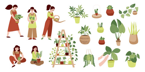 Sticker - Home Plants Color Icon Set