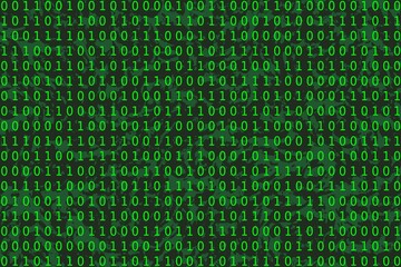Program datum background. Green programming binary coding. Matrix