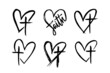 © Valery - Set of hand drawn grunge christian cross and heart. Religion symbols vector illustration.